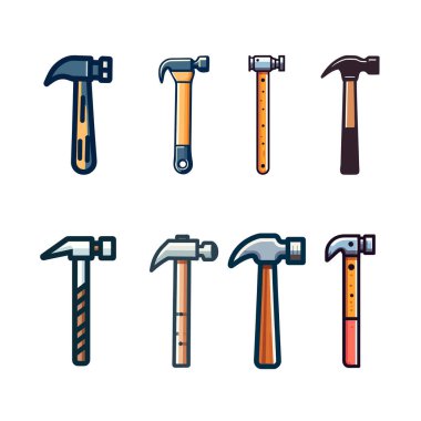 Çekiç vektör simgesi beyaz arkaplanda resimleme ayarlandı.