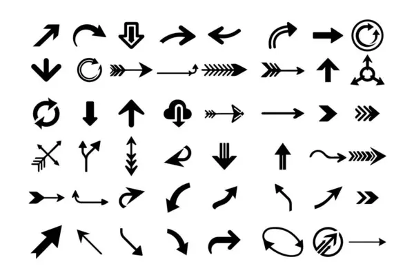 Siyah ok vektör ikonları ayarlandı. Farklı ok sembollerinin toplanması. Modern basit ok işareti.