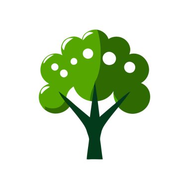 Yeşil ağaç çizgi film vektör çizimi.