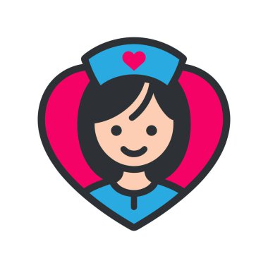 Kalp şekli vektör çiziminde hemşire yüzü.