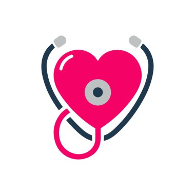 Kalp şeklinde basit stetoskop vektör simgesi.