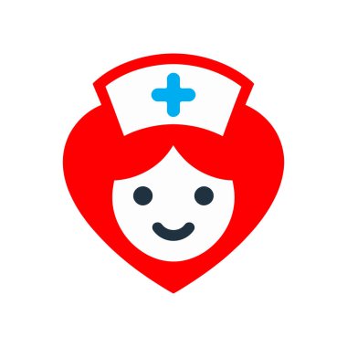 Kalp şekli vektör çiziminde hemşire başı.