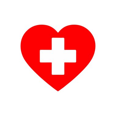 Kalp sembolü illüstrasyonunda tıbbi haç.
