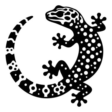 Sevimli Leopar Gecko siluet vektör çizimi.