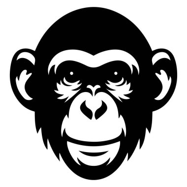 Bonobo maymun baş siluet vektör çizimi.