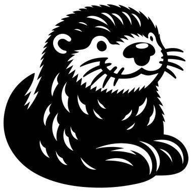 Su samuru silueti vektör çizimi.