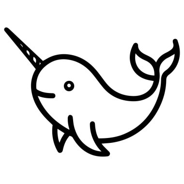 Deniz gergedanı silueti ana hatlı vektör çizimi.