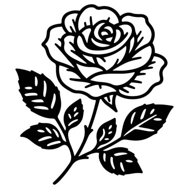 Gül çiçeği silueti vektör çizimi.