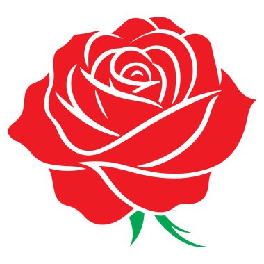 Kırmızı gül çiçeği silueti vektör çizimi.