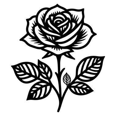 Gül çiçeği silueti vektör çizimi.