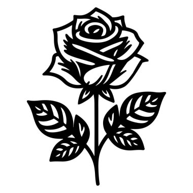 Gül çiçeği silueti vektör çizimi.