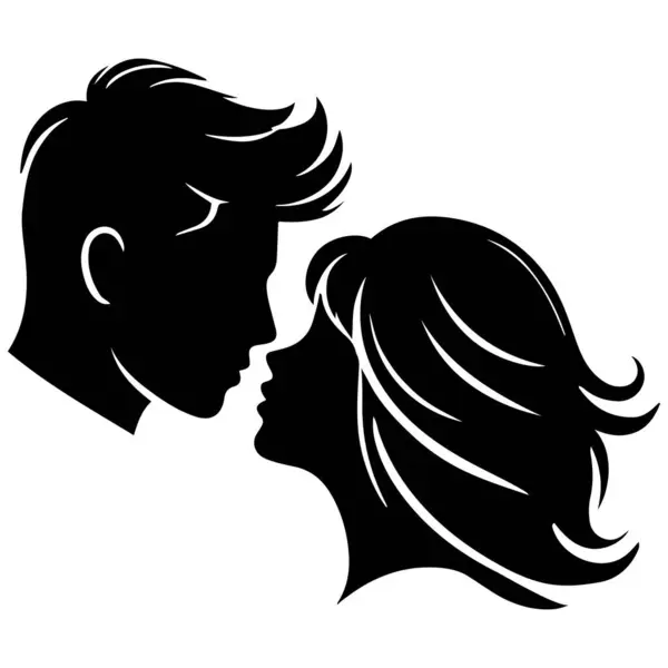 Siluette 'te Sonsuz Aşk. Bir Çift Yüzün Büyüleyici Güzelliği.