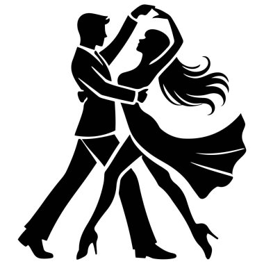 Dansçı Çiftin Zarif Siluet Vektör Logosu, Sanatsal, Romantik veya Kültürel Temalar İçin İdeal.