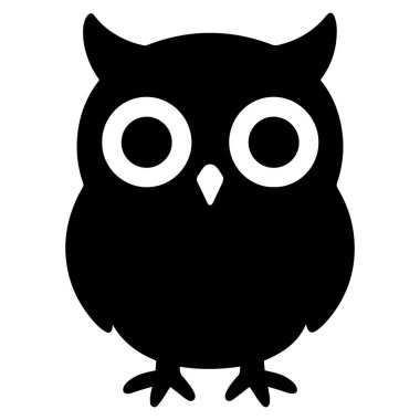 Hayvan temalı siluet vektörü ve resimli dekorasyon tasarımı için yassı siyah poz veren sevimli baykuş.