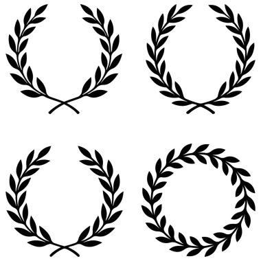 Dekoratif çelenkler düz siyah demet tasarımı Siluet Vektörü ve illüstrasyon koleksiyonu