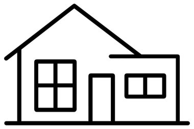 Modern konut kavramı için düz siyah siluet vektör çizimi ev tasarımı