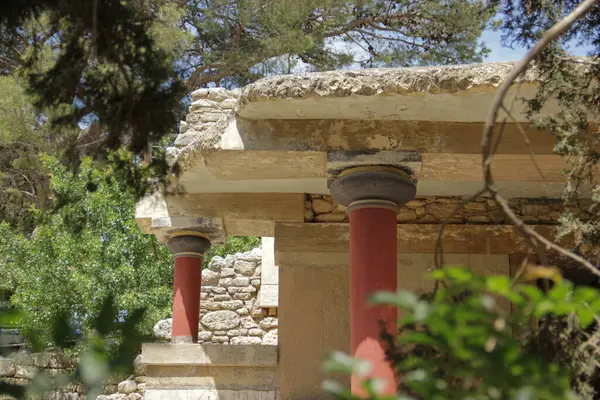 stock image view of the columns of the Knossos palace, Crete island