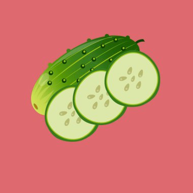 Salatalık ilüstrasyonu ve salatalık dilimleri Yüksek kalite fotoğraf