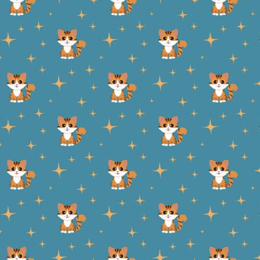 Renkli arka planda yıldızlı model kedi. Yüksek kalite fotoğraf.