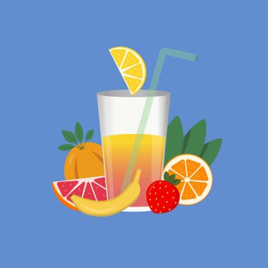 Yaz meyvesi ve bir bardak juise Yüksek kaliteli fotoğraf.