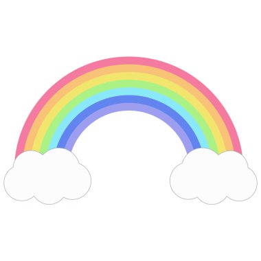 Beyaz arka planda bulutlu gökkuşağı. Yüksek kalite fotoğraf