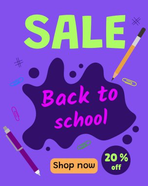 Okula% 20 indirim var. Vektör illüstrasyonu