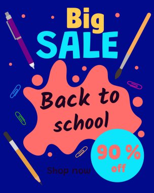 Okula% 90 indirim var. Vektör illüstrasyonu