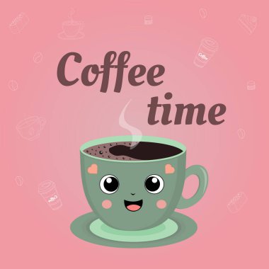 Kawaii usulü kahve ve kahve zamanı.