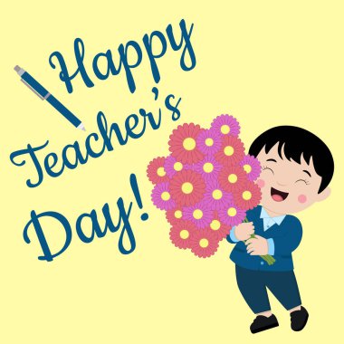 Tatlı çizgi film çocuğuyla Öğretmenler Günün kutlu olsun.