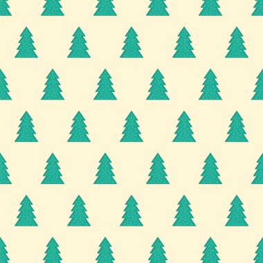 Aydınlık bir arkaplanda Noel ağaçlarının kusursuz yinelenen deseni