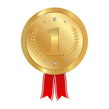Şeffaf arkaplanda izole edilmiş birincilik için altın madalya