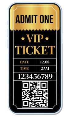 Cep telefonunda elektronik VIP bileti şablonu