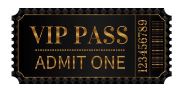 VIP giriş kartı. Altın bilet şablonu.