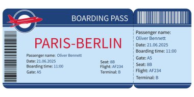 Modern tarzda uçak bileti şablonu