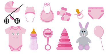 Yeni doğmuş bir kız bebek için izole elementler..