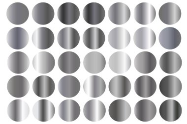 Gümüş vektör paleti. Gümüş metal dokular seti