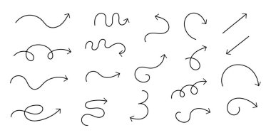 İzole edilmiş vektör okları beyaz arkaplana çizildi