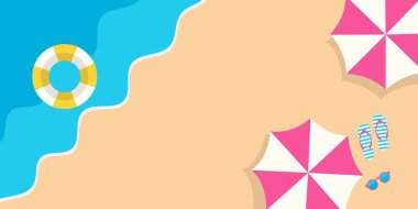 Plaj, yaz posteri, mesaj için boş yeri olan pankart.