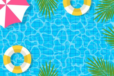 Sancaklar, kartlar, el ilanları, sosyal medya duvar kağıtları için yüzme havuzu resimleriyle dolu yaz arkaplanı