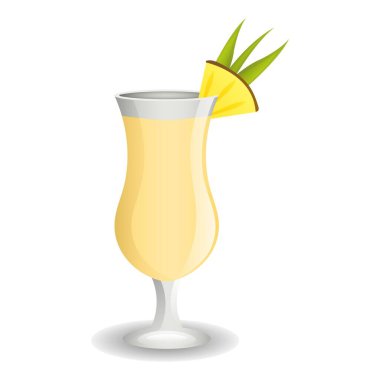 Yaz kokteyli, pina colada içeceği. Vektör illüstrasyonu şeffaf arkaplanda izole edildi