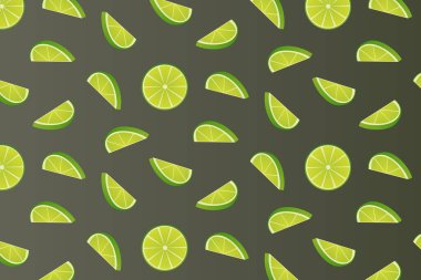 Koyu bir arka planda pürüzsüz tekrar eden kireç deseni. Vektör illüstrasyonu