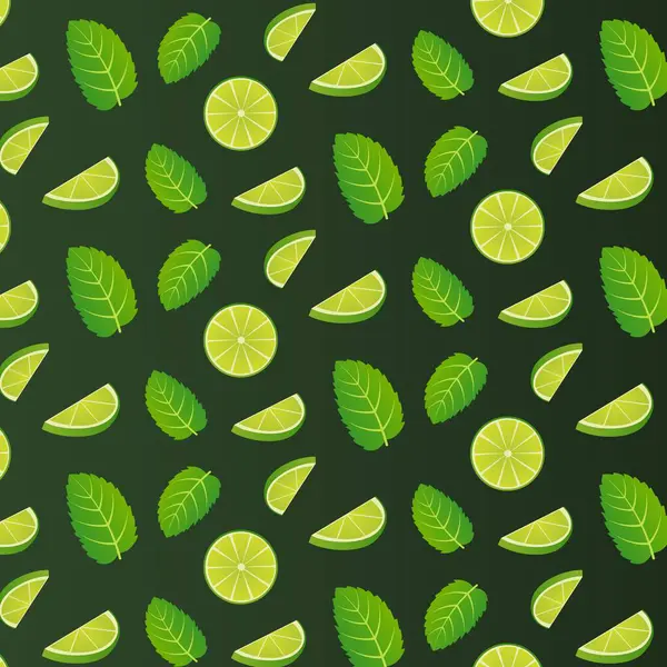 Kireç ve nane yapraklarının kusursuz tekrarlanan deseni