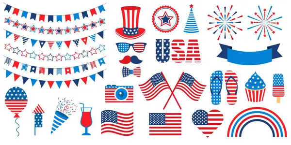 Amerikan Bağımsızlık Günü için izole elementler. Vektör illüstrasyonu