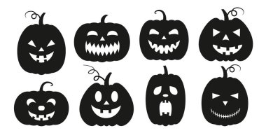 Bir çift izole edilmiş cadılar bayramı balkabağı. Yüzleri olan kabak gölgelerinin vektör illüstrasyonu