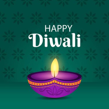 Turkuaz desenli arka planda gaz lambası elementleriyle Diwali tasarımı. Vektör illüstrasyonu