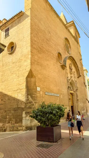 stock image Palma de Mallorka, Spain 28 July 2024: Old sandstone building in the city. High quality photo