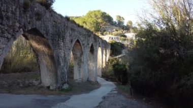 İHA 'dan Xativa mahalle manzarası. Yüksek kalite 4k görüntü