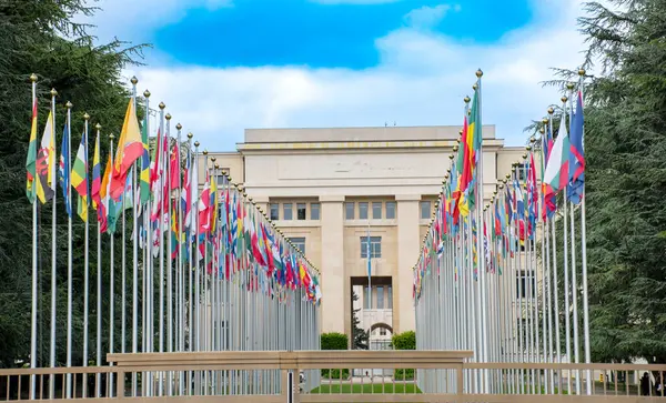 Turistattraksjon United Nation Kontor Genève Sveits – stockfoto
