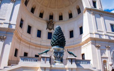 Fontana Della Pigna manzarası, eski Roma çeşmesi Vatikan Roma