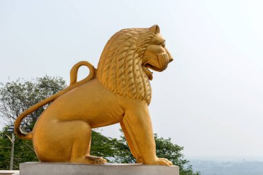 Dhauli Shanti Stupa 'daki Aslan Heykeli, Orissa, Hindistan